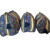 Cosmetic Bag - Block Print Navy and Green Floral
