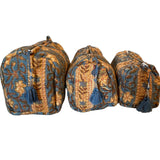 Cosmetic Bag - Block Print Taupe and Teal
