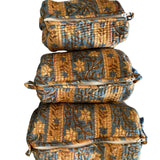 Cosmetic Bag - Block Print Taupe and Teal