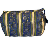 Cosmetic Bag - Block Print Navy and Green Floral
