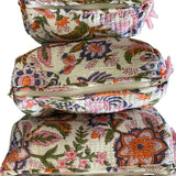 Cosmetic Bag - Block Print White and Pink and Orange