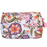 Cosmetic Bag - Block Print White and Pink and Orange