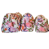 Cosmetic Bag - Block Print White and Pink and Orange