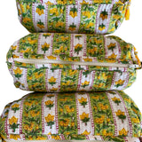 Cosmetic Bag - Block Print Light Green and White Stripe