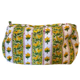 Cosmetic Bag - Block Print Light Green and White Stripe