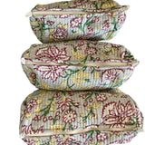 Cosmetic Bag - Block Print Light Grey Floral