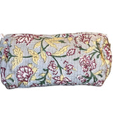 Cosmetic Bag - Block Print Light Grey Floral