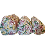 Cosmetic Bag - Block Print Light Grey Floral
