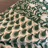 Cotton Block Print Quilt Emerald Peacock