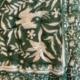 Cotton Block Print Quilt Emerald Peacock