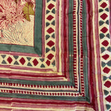 Cotton Block Print Quilt Queen Size Spring Flowers