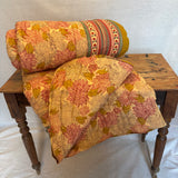 Cotton Block Print Quilt Queen Size Spring Flowers