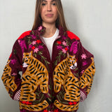 Suzani Velvet Jacket Short -Tigers