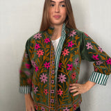Suzani Velvet Jacket Short - Flowers