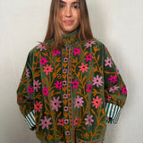 Suzani Velvet Jacket Short - Flowers