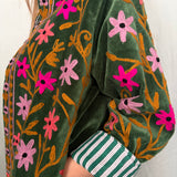 Suzani Velvet Jacket Short - Flowers