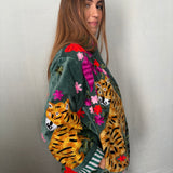 Suzani Velvet Jacket Short -Tigers