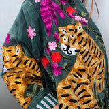 Suzani Velvet Jacket Short -Tigers