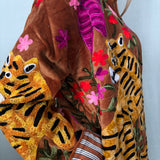 Suzani Velvet Jacket Short -Tigers