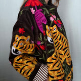 Suzani Velvet Jacket Short -Tigers