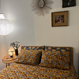 Hand Block Printed Bedding-Mustard Hydrangea