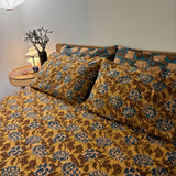 Hand Block Printed Bedding-Mustard Hydrangea
