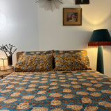 Hand Block Printed Bedding-Teal Hydrangea