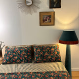 Hand Block Printed Bedding- Blue and red floral