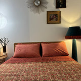 Hand Block Printed Bedding- Pink and Green Floral