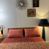 Hand Block Printed Bedding- Pink and Green Floral