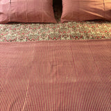 Hand Block Printed Bedding- Pink and Sand Stripe