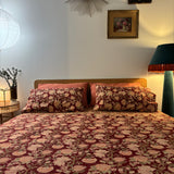 Hand Block Printed Bedding- Rich red floral