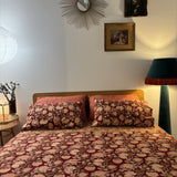 Hand Block Printed Bedding- Rich red floral