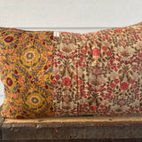 Patchwork Pillowcase - Mustard and Pink Flowers