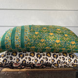 Patchwork Pillowcase - Dark Green & Tulips