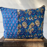 Patchwork Pillowcase - Blue & Olive Flowers