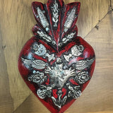 Mexican Black Heart with Milagros Medium