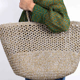 Romy Crochet Basket Beige Gold