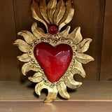 Mexican Wall Hanging Tin Antiqued Red Heart