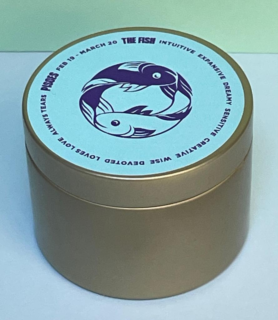 Zodiac Candle  Tinny - Pisces - Gaudy & Prim