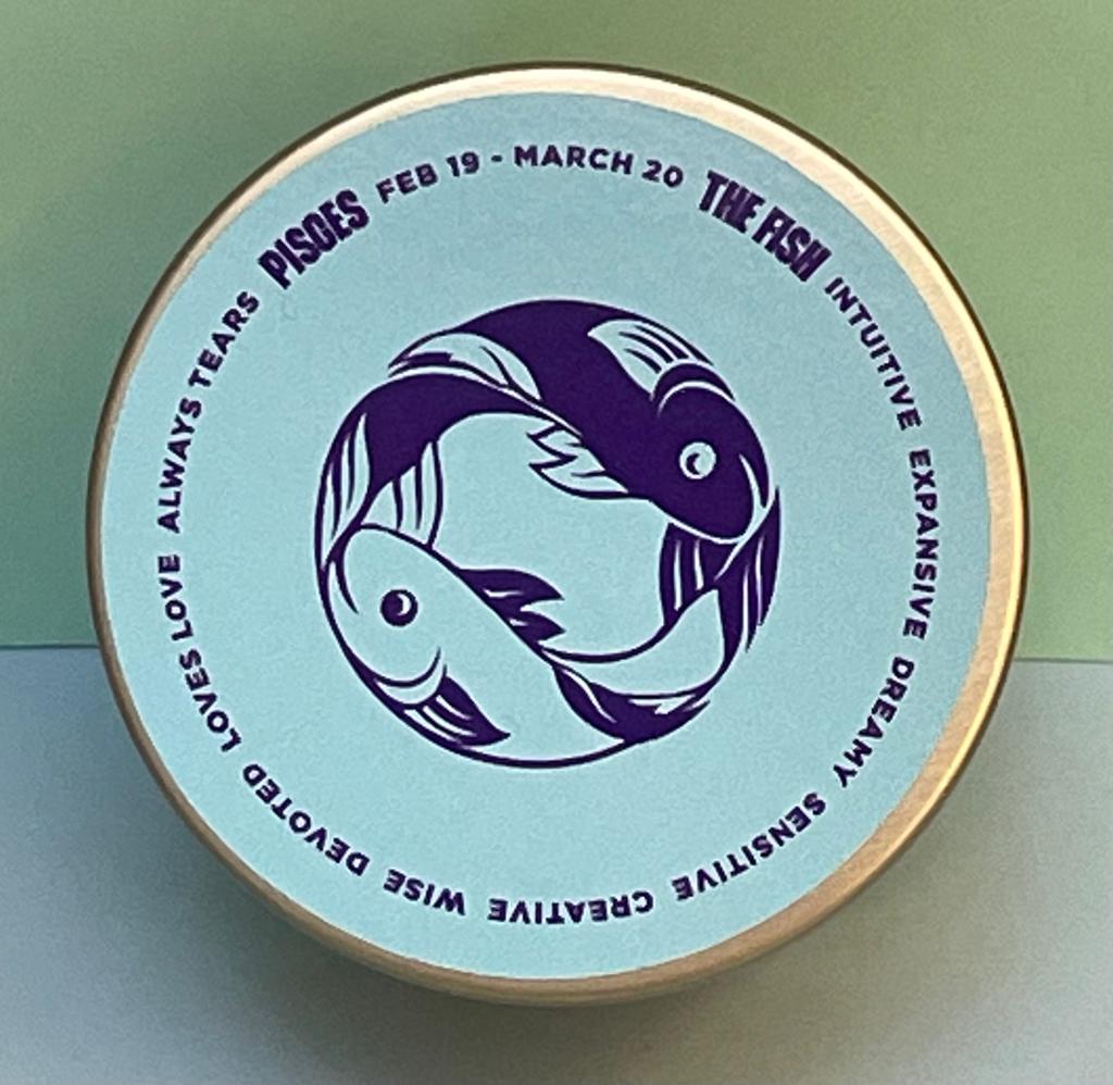 Zodiac Candle  Tinny - Pisces - Gaudy & Prim