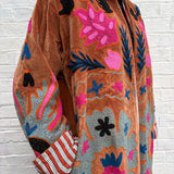 Suzani Velvet Jacket -Long - Botanical (Style 4 )