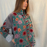 Suzani Velvet Jacket Short - Flowers