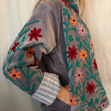 Suzani Velvet Jacket Short - Flowers