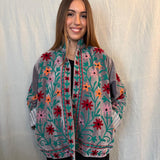 Suzani Velvet Jacket Short - Flowers
