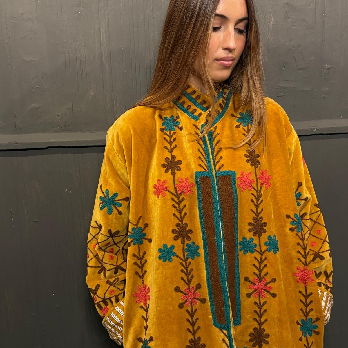 Suzani Velvet Jacket Long - Diamond (Style 1 )