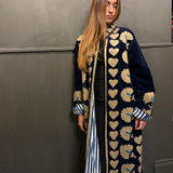 Suzani Velvet Jacket Long - Heart Border (Style 2 )