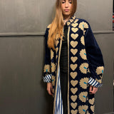 Suzani Velvet Jacket Long - Heart Border (Style 2 )