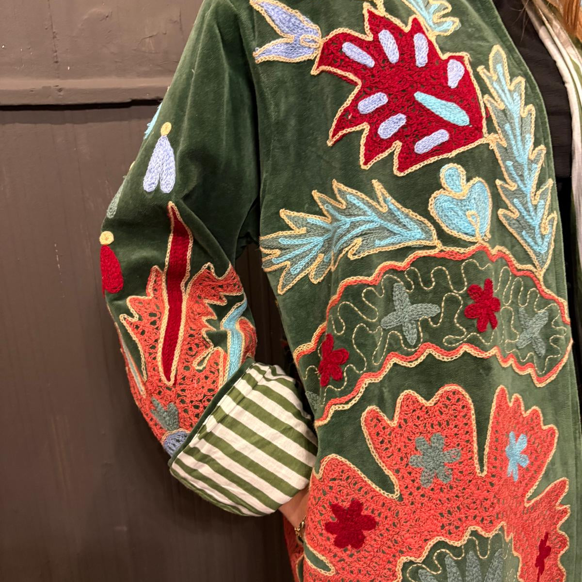 Suzani Velvet Jacket -Long - Botanical (Style 4 )
