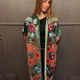 Suzani Velvet Jacket -Long - Botanical (Style 4 )